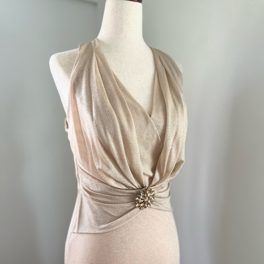 Vintage Rebecca Champagne Colored Evening Gown size XS Extra Small